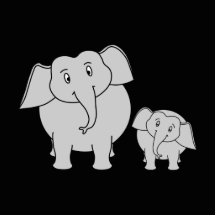 Deux éléphants mignons. Bande dessinée sur le noir Photo En Relief