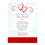Deux faire-part de mariage rouges de coeurs invitations