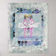 Deux filles tenant des chaussures de ballet posters