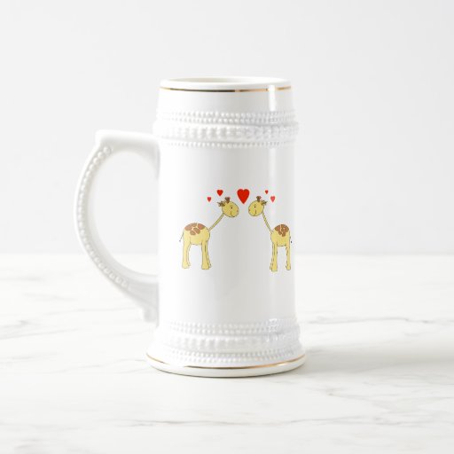 Deux girafes de parement avec des coeurs. Bande de Mugs À Café
