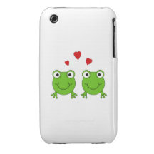 Deux grenouilles vertes avec les coeurs rouges coques Case-Mate iPhone 3