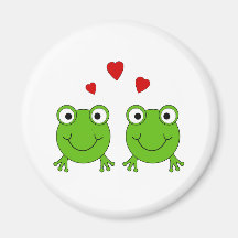 Deux grenouilles vertes avec les coeurs rouges magnets pour réfrigérateur