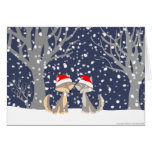 Deux loups dans la carte de voeux de Noël d'hiver cartes