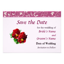 Deux pensées rouges font gagner la date cartons d'invitation