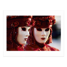 Deux personnes dans des masques de carnaval, Venis Cartes Postales