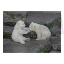 Deux petits animaux d'ours blanc cartes de vœux