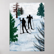 Deux skieurs de pays croisé affiche