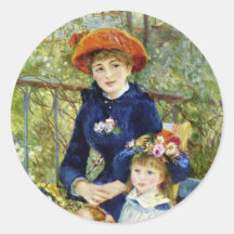 Deux soeurs (sur la terrasse) par Renoir Adhésifs Ronds