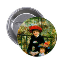 Deux soeurs sur la terrasse par Renoir Badge Avec Épingle