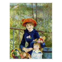Deux soeurs (sur la terrasse) par Renoir Carte Postale