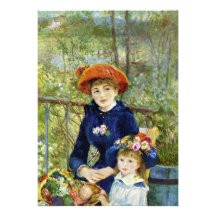 Deux soeurs (sur la terrasse) par Renoir Carton D'invitation