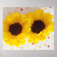 deux tournesols sur l'affiche de pois