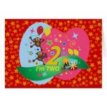 Deuxième anniversaire : Mignon et amusement, deux  Cartes