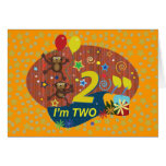 Deuxième anniversaire : Mignon et amusement, deux  Carte De Vœux