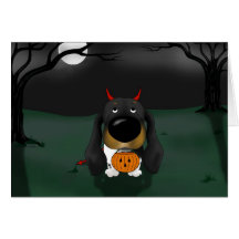 Diable de Halloween de teckel Cartes De Vœux
