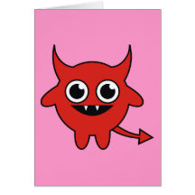 Diable rouge mignon carte de vœux