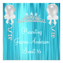 Diadème argenté blanc bleu de bijou du bonbon 16 f invitations personnalisées