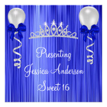 Diadème argenté blanc de bijou de cobalt du bonbon cartons d'invitation personnalisés