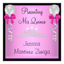 Diadème argenté noir rose de bijou de Quinceanera  Invitation Personnalisable