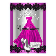 Diadème argenté noir rose de diamant de Quinceaner Faire-parts
