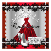 Diadème argenté noir rouge de diamant de Quinceane Invitation