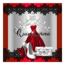 Diadème argenté noir rouge de diamant de Quinceane Invitation Personnalisée