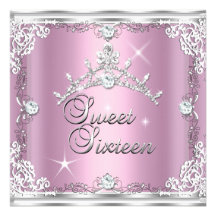 Diadème argenté rose de diamant du bonbon 16 à swe cartons d'invitation