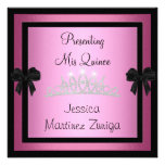 Diadème noir rose 1 formel de bijou de Quinceanera Carton D'invitation