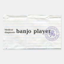 Diagnostic médical : joueur de banjo sticker en rectangle