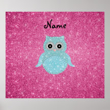 Diamants bling personnalisés de hibou de nom posters