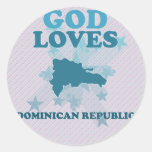 Dieu aime la République Dominicaine Adhésifs Ronds