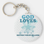 Dieu aime les Îles Vierges britanniques Porte-clef