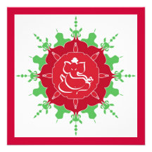 Dieu Ganesha sur la fleur rouge Faire-parts