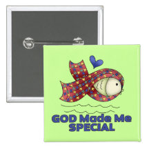 Dieu m'a fait le symbole spécial de poissons d'aut badge
