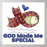 Dieu m'a fait le symbole spécial de poissons d'aut posters