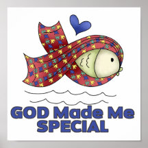 Dieu m'a fait le symbole spécial de poissons d'aut affiches