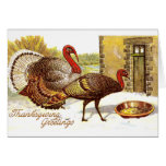 Dindes pendant le thanksgiving de cru de neige carte de vœux