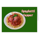 Dîner de spaghetti et de spaghetti de boulettes de carte de vœux