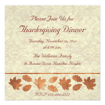 Dîner de thanksgiving cartons d'invitation