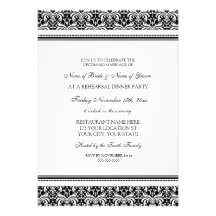 Dîner noir de répétition de damassé invitations