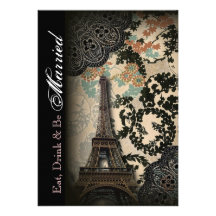 dîner vintage floral   élégant de répétition de Pa Invitation Personnalisable