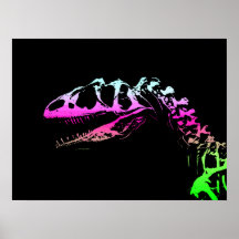 Dinosaure au néon d'Allosaurus d'art de vecteur Posters