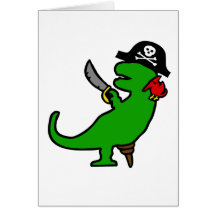 Dinosaure de pirate carte de vœux