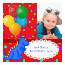 Dinosaure de premier anniversaire de bébé ęr faire-parts