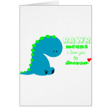 Dinosaure mignon RAWR Carte De Vœux