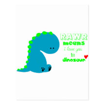 Dinosaure mignon RAWR Cartes Postales