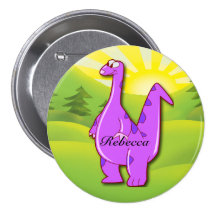 Dinosaure personnalisé par pourpre rose mignon pin's