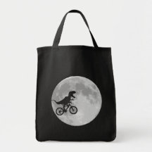 Dinosaure sur un vélo en ciel avec la lune sacs fourre-tout