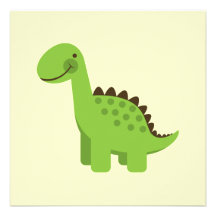 Dinosaure vert mignon invitations