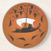 Dionysus et le caboteur de dauphins dessous de verre